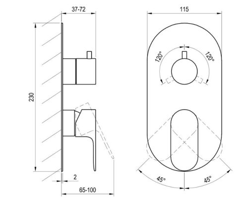 Falba süllyesztett csaptelep, Ravak Eleganta EL 068.10WV.O3.RB07F Falba süllyesztett csaptelep, h