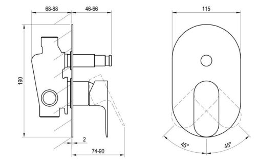 Falba süllyesztett csaptelep, Ravak Eleganta EL 061.10WV.O2 Falba süllyesztet csaptelep, automati