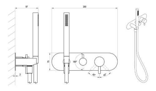 Falba süllyesztett csaptelep, Ravak Espirit ES 068.20BLM.O3.RB07D.+S Falba süllyesztett csaptelep