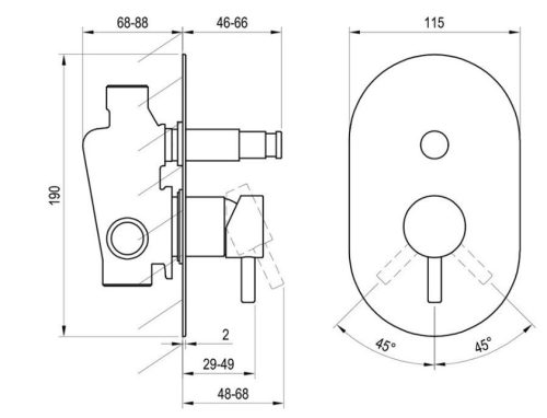 Falba süllyesztett csaptelep, Ravak Espirit ES 061.20BLM.O2 Falba süllyesztet csaptelep, automati
