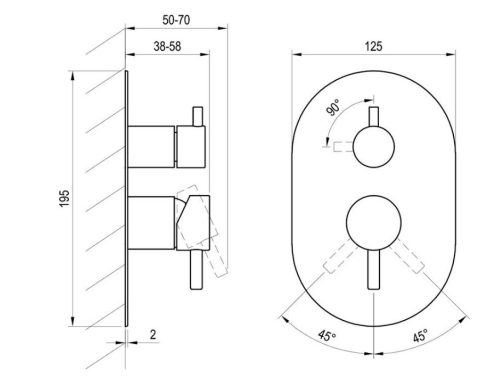 Falba süllyesztett csaptelep, Ravak Espirit ES 065.20BLM.O2.RB07E Falba süllyesztett csaptelep, k