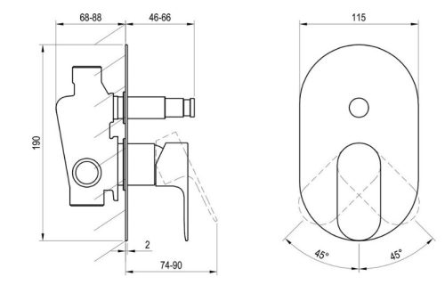 Falba süllyesztett csaptelep, Ravak Eleganta EL 061.20BLM.O2 Falba süllyesztet csaptelep, automat