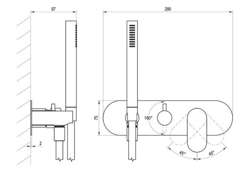 Falba süllyesztett csaptelep, Ravak Eleganta EL 065.20BLM.O2.RB07D.+S Falba süllyesztett csaptele