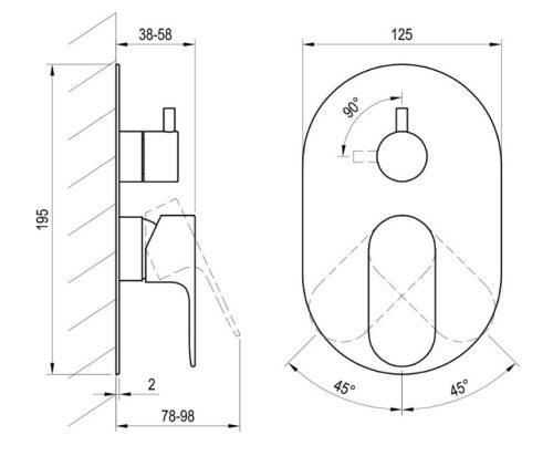 Falba süllyesztett csaptelep, Ravak Eleganta EL 065.20BLM.O2.RB07E Falba süllyesztett csaptelep,