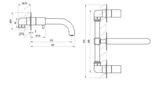 Falba süllyesztett csaptelep, Ravak Espirit ES 021.20GB.O1 Falba süllyesztett kád csaptelep belső