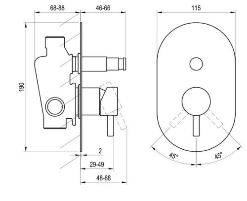 Falba süllyesztett csaptelep, Ravak Espirit ES 061.20GB.O2 Falba süllyesztet csaptelep, automatik
