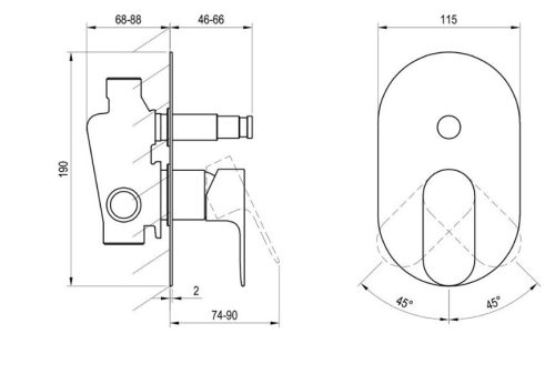 Falba süllyesztett csaptelep, Ravak Eleganta EL 061.20GB.O2 Falba süllyesztet csaptelep, automati