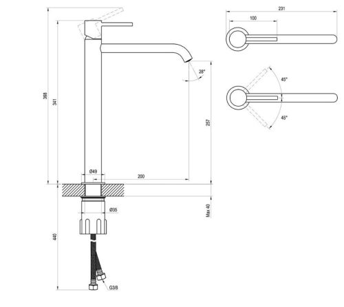Mosdó csaptelep, Ravak Espirit ES 015.60RGB Álló mosdó csaptelep 340 mm, leeresztő nélkül X070348