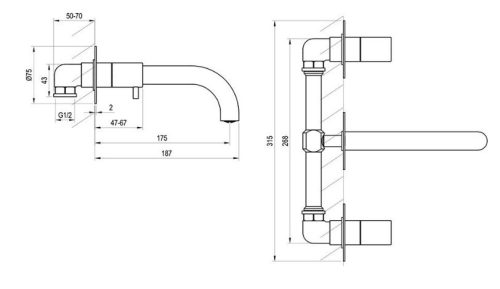 Falba süllyesztett csaptelep, Ravak Espirit ES 021.60RGB.O1 Falba süllyesztett kád csaptelep bels