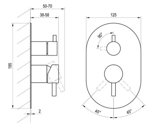 Falba süllyesztett csaptelep, Ravak Espirit ES 065.60RGB.O2.RB07E Falba süllyesztett csaptelep, k
