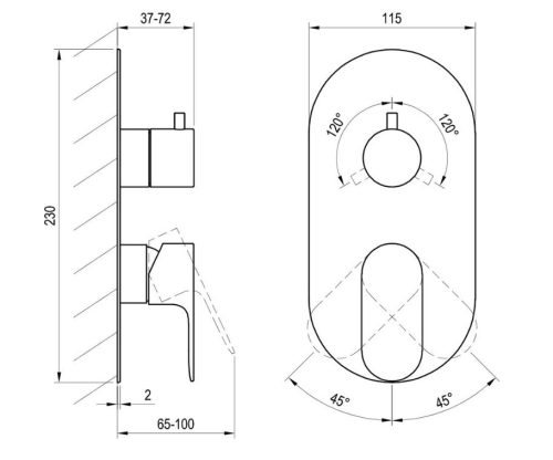 Falba süllyesztett csaptelep, Ravak Eleganta EL 068.60RGB.O3.RB07F Falba süllyesztett csaptelep,