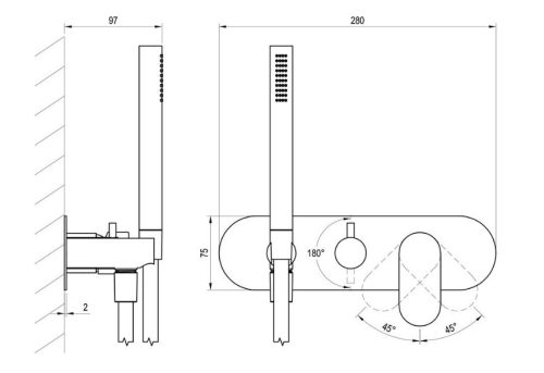 Falba süllyesztett csaptelep, Ravak Eleganta EL 065.60RGB.O2.RB07D.+S Falba süllyesztett csaptele