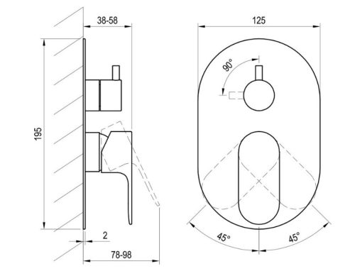 Falba süllyesztett csaptelep, Ravak Eleganta EL 065.60RGB.O2.RB07E Falba süllyesztett csaptelep,