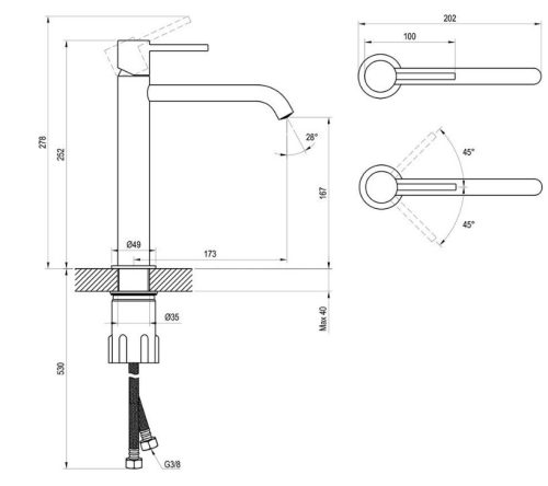 Mosdó csaptelep, Ravak Espirit ES 014.60RGB Álló mosdó csaptelep 250 mm, leeresztő nélkül X070393