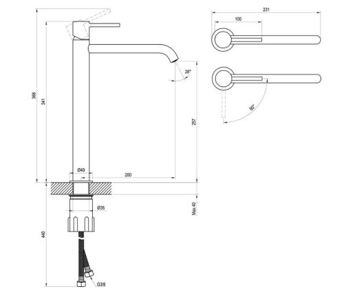 Mosdó csaptelep, Ravak Espirit ES 015.21BLM Álló mosdó csaptelep BeCool 340 mm, leeresztő nélkül