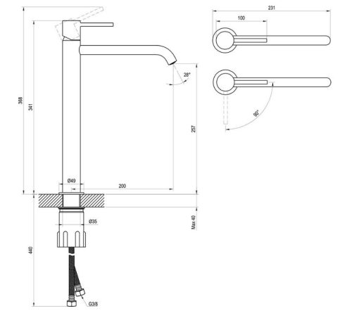 Mosdó csaptelep, Ravak Espirit ES 015.21GB Álló mosdó csaptelep BeCool 340 mm, leeresztő nélkül X