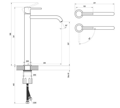 Mosdó csaptelep, Ravak Espirit ES 015.61RGB Álló mosdó csaptelep BeCool 340 mm, leeresztő nélkül