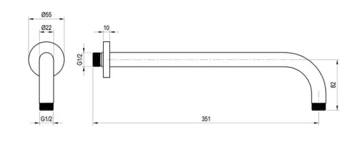 Fali csatlakozó zuhanyfejhez, Ravak 702.21BLM Fali csatlakozó esőztető zuhanyfejhez, Black Matt X
