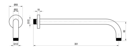 Fali csatlakozó zuhanyfejhez, Ravak 702.21GB Fali csatlakozó zuhanyfejhez, Graphite Brushed X07P7