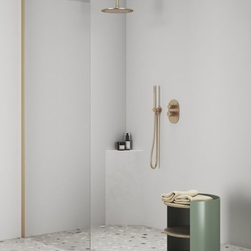 Fali zuhanycsatlakozó, Ravak 706.60RGB Fali kiállás integrált zuhanyrózsa tartóval, Rose Gold Bru