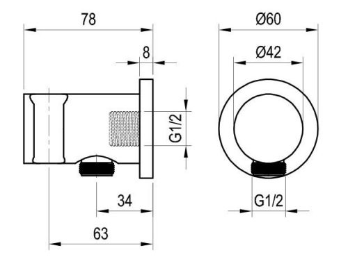 Fali zuhanycsatlakozó, Ravak 706.60RGB Fali kiállás integrált zuhanyrózsa tartóval, Rose Gold Bru