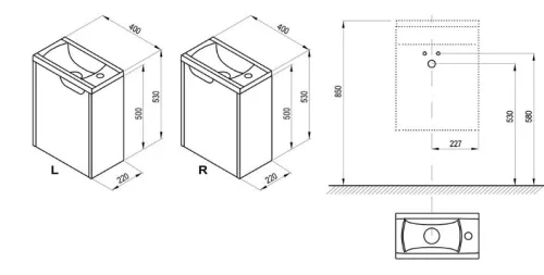 Alsó szekrény, Ravak Classic Fürdőszobai szekrény mosdó alá SD Classic II 400 R fehér/fehér X0000