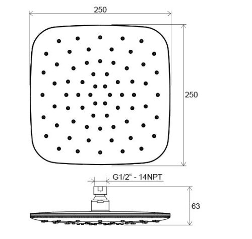 Kézizuhany, Ravak 983.00CR Esőztető zuhanyfej ABS Air, szögletes, 250mm, króm X07P574