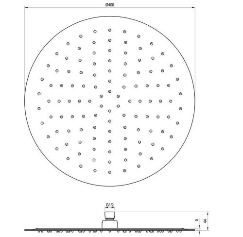 Kézizuhany, Ravak Chrome esőztető zuhanyfej Slim, kör alakú, 400 mm X07P667