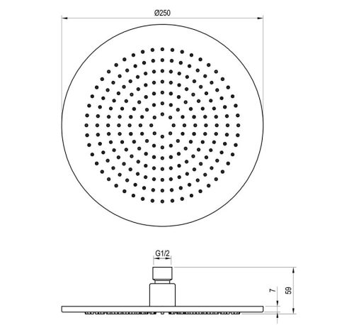 Kézizuhany, Ravak 980.20BLM Esőztető zuhanyfej köralakú, 250 mm, Black Matt X07P675