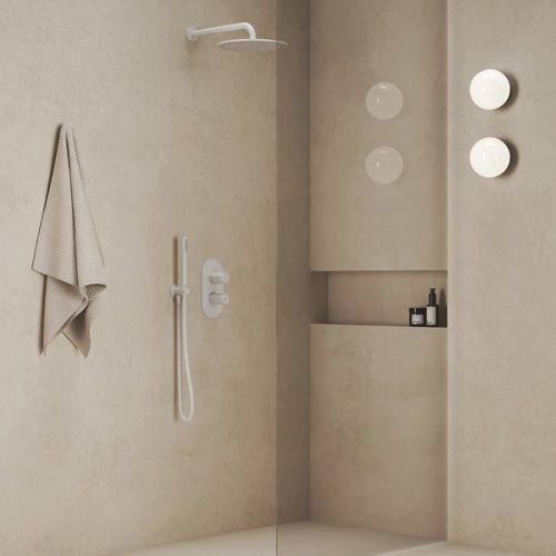 Kézizuhany, Ravak 980.10WV Esőztető zuhanyfej köralakú, 250 mm, White Velvet X07P687