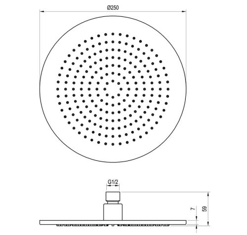 Kézizuhany, Ravak 980.10WV Esőztető zuhanyfej köralakú, 250 mm, White Velvet X07P687