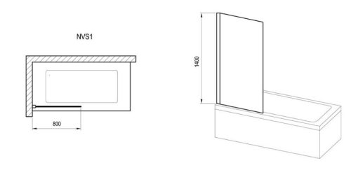 Kádparaván, Ravak NVS1-80 krómhatású+Transparent 7O840C00Z1 kádparaván