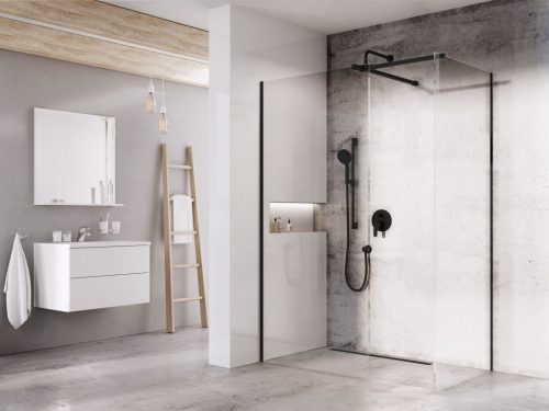 Walk-in, Ravak Walk In Double 1xWall-60 v.200 black+Transparent, 1xWall-100 v.200 black+Transpare