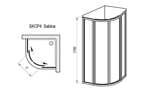 Zuhanykabin, Ravak Supernova SKCP4-90 Sabina (fehér+pearl) 31177V10011 zuhanykabin