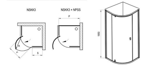 Zuhanykabin, Ravak Supernova NSKK3-100 fekete+Transparent 3O6AA300Z1 zuhanykabin