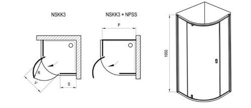Zuhanykabin, Ravak Supernova NSKK3-100 krómhatású+Transparent 3O6AAC00Z1 zuhanykabin