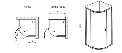 Zuhanykabin, Ravak Supernova NSKK3-100 szatén+Transparent 3O6AAU00Z1 zuhanykabin