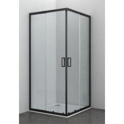   Zuhanykabin, Sanotechnik B8090BWE állítható kabin két tolóajtóval, matt fekete,79-90x79-90x190cm