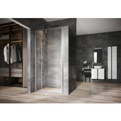   Zuhanyajtó, Ravak Nexty NDOP2-100 szatén+Transparent 03OA0U00Z1 kétrészes kifelé nyíló zuhanyajtó