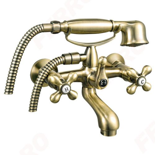 Kádtöltő csaptelep, Ferro Kádcsaptelep zuhanyszettel, 150 mm, bronz BAI11BR