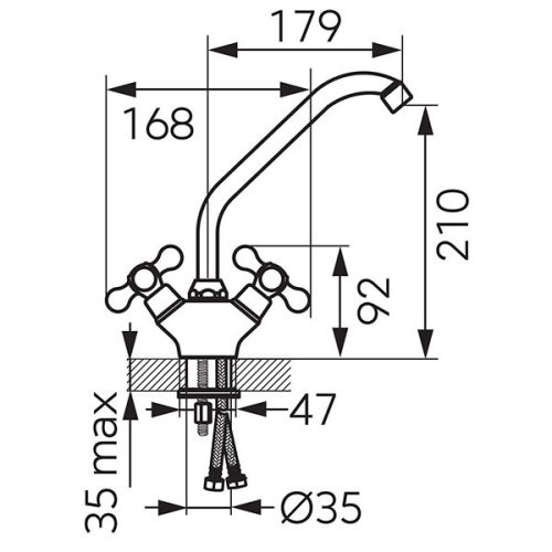 Mosogató csaptelep, Ferro Mosogató csaptelep, bronz BAI4BR