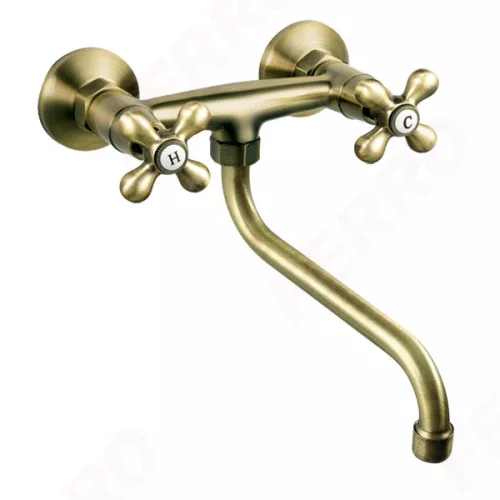 Mosogató csaptelep, Ferro Fali mosogató/mosdó csaptelep BAI5BR 150 mm, bronz