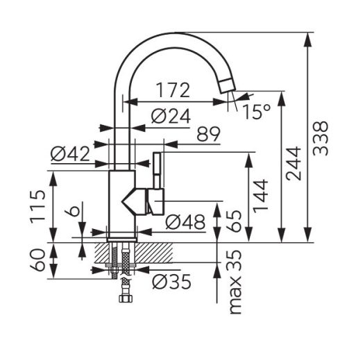 Mosogató csaptelep, Ferro Camira Inox BCR4 konyhai csaptelep, inox acél