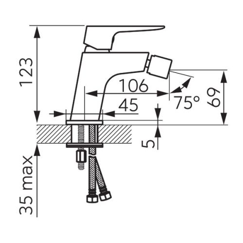 Bidé csaptelep, Ferro VITTO BVI6VLBL VerdeLine bidécsaptelep, fekete