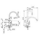 Mosogató csaptelep, Ferro ZUMBA BZA4BSS inox konyhai csaptelep, acél test, fekete kifolyó