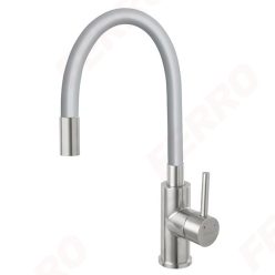   Mosogató csaptelep, Ferro ZUMBA BZA4SSS inox konyhai csaptelep, acél test, ezüst kifolyó