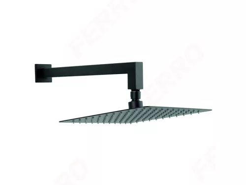 Trópusi zuhany, Ferro Fejzuhany zuhanykarral NPT14BL, 250x250 mm, slim, fekete