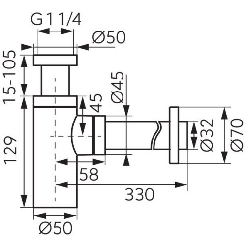 Mosdó szifon, Ferro ROTONDO S282G hengeres búraszifon G5/4”x32 mm, gold