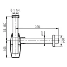 Mosdó szifon, Ferro Ovális búraszifon G5/4”x32 mm S286