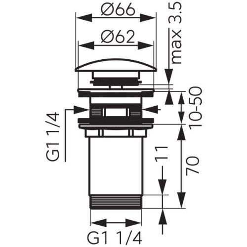 Lefolyó, Ferro ROTONDO lefolyószelep S285G túlfolyós mosdóhoz
